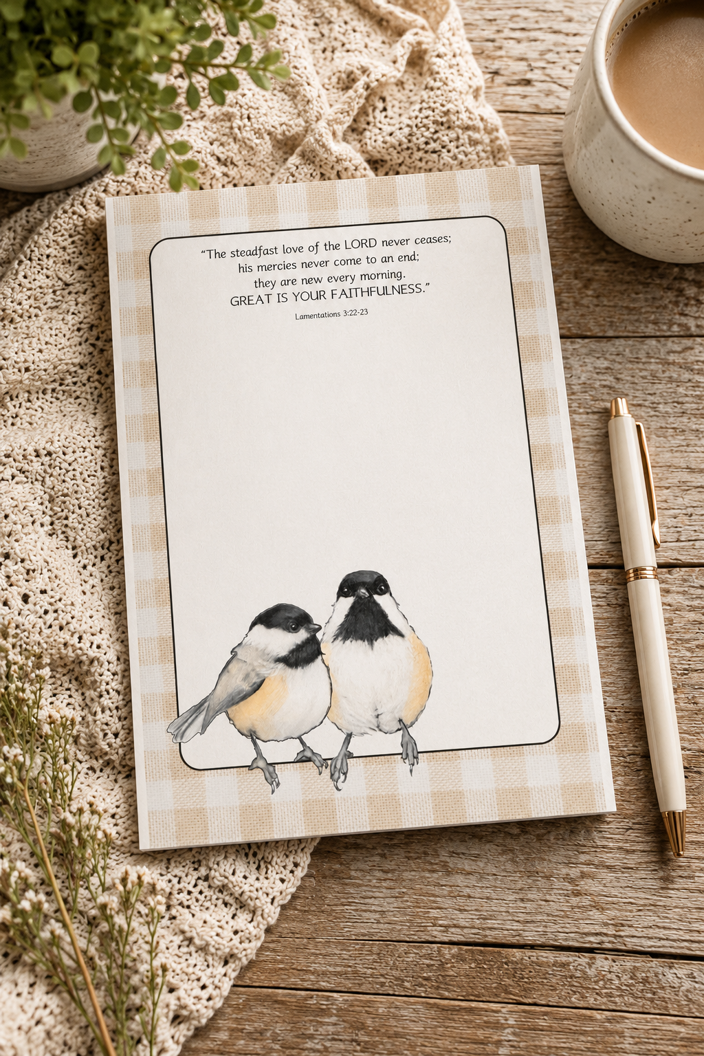 Great Is Your Faithfulness Chickadee Notepad