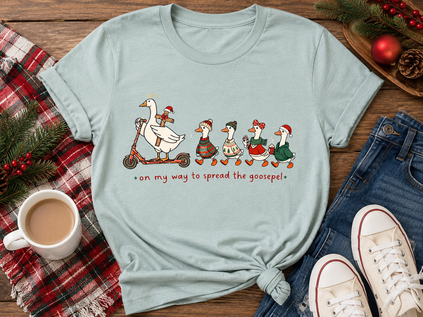 On My Way to Spread the Goosepel Christmas Shirt |