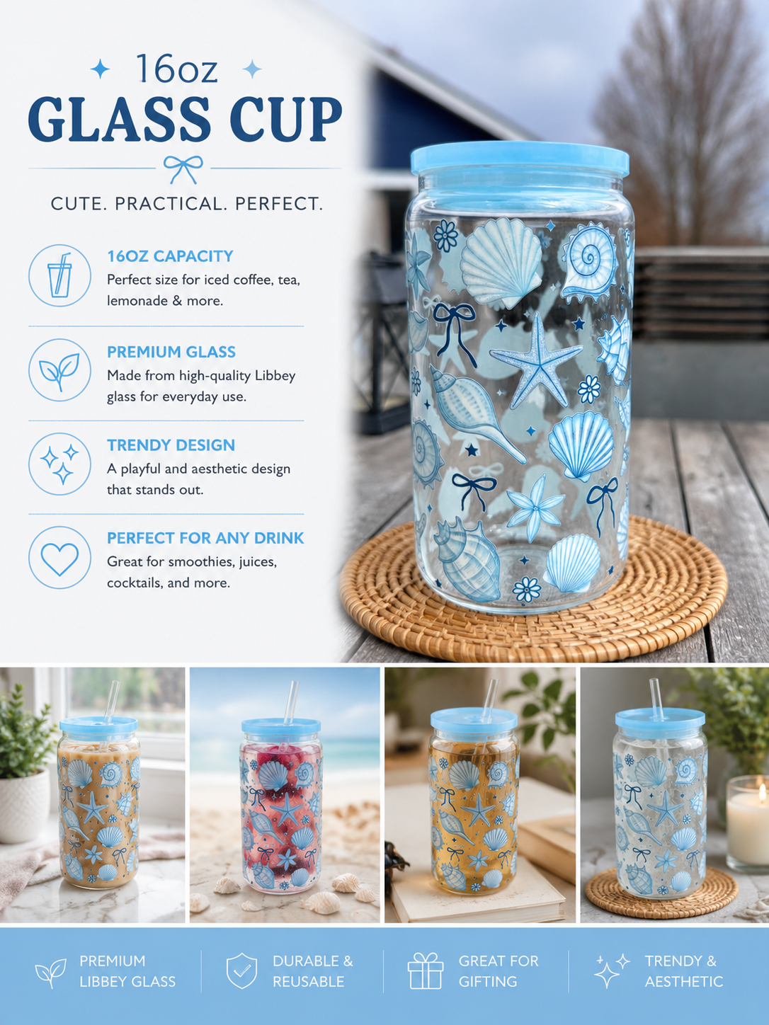 Seashell Glass Cup