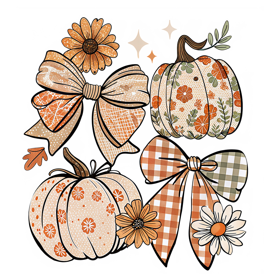 Floral Fall Pumpkin DTF Transfer