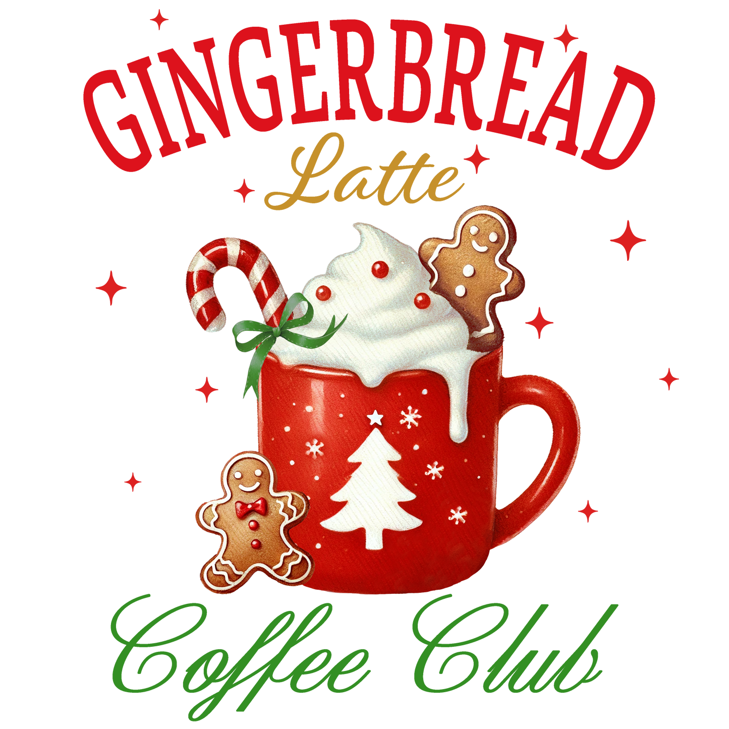 Gingerbread Latte Coffee Club DTF Transfer
