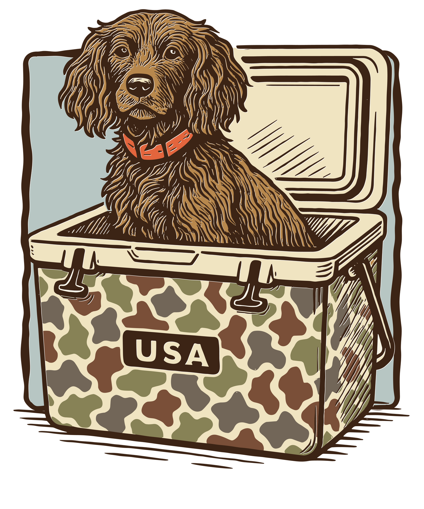 Camo Goldendoodle Cooler