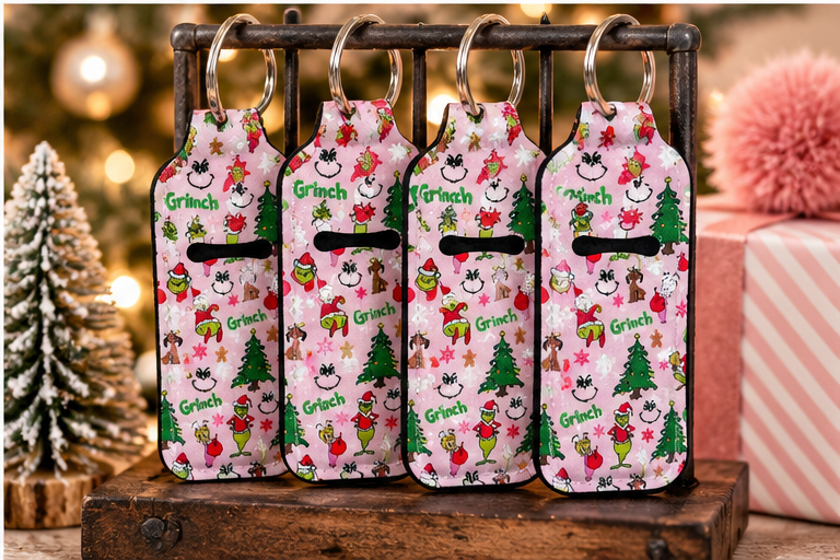 Pink Whoville Christmas Chapstick Holder Keychain | Holiday Lip Balm Holder