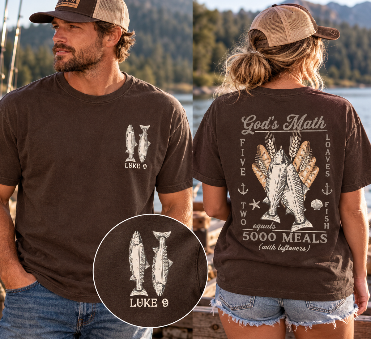 God's Math – Five Loaves & Two Fish Christian T-Shirt