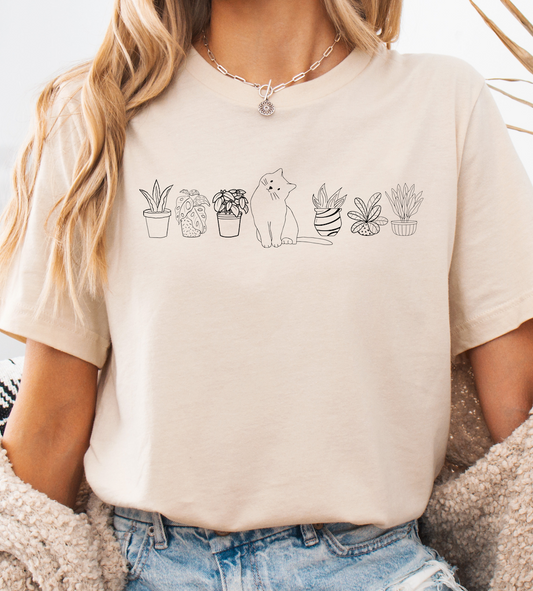 Cute Cats & Plants Tee