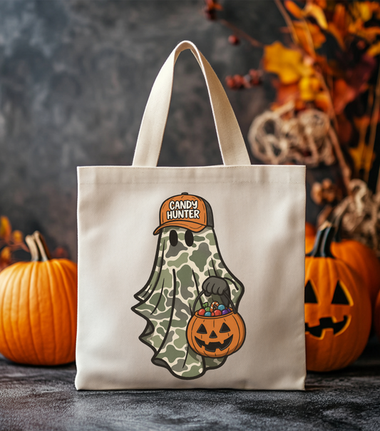 Cute Camo Ghost Trick or Treat Tote