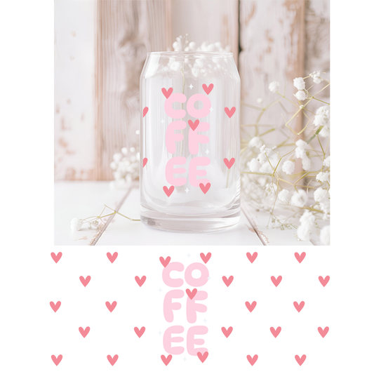Pink Coffee and Hearts UVDTF Cup Wrap