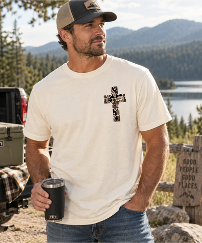 I Can Do All Things Through Christ Camo Cross Christian T-Shirt