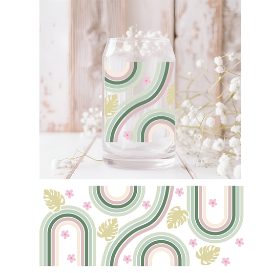 Boho Rainbow and Monsterra UVDTF Cup Wrap