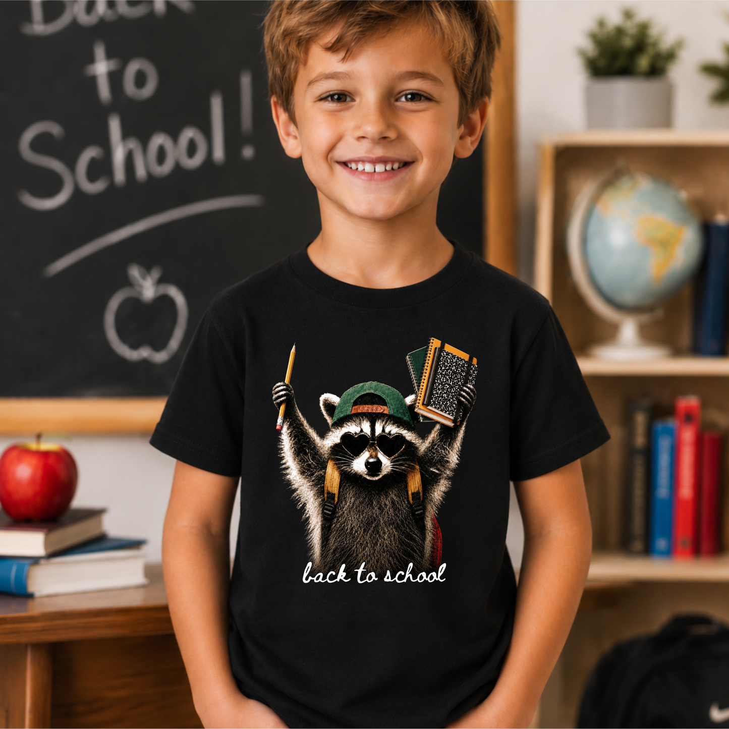 Back to School Raccoon Youth T-Shirt | Cute School Graphic Tee