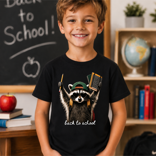 Back to School Raccoon Youth T-Shirt | Cute School Graphic Tee