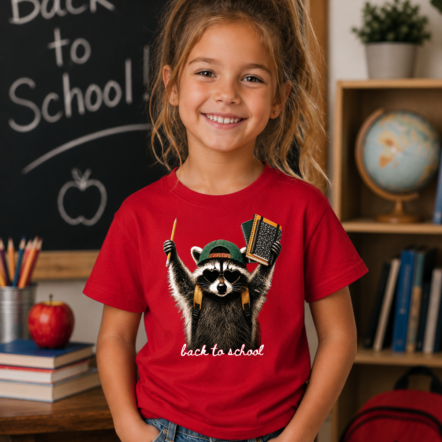 Back to School Raccoon Youth T-Shirt | Cute School Graphic Tee