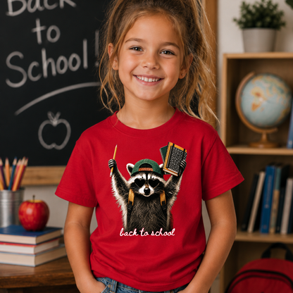 Back to School Raccoon Youth T-Shirt | Cute School Graphic Tee
