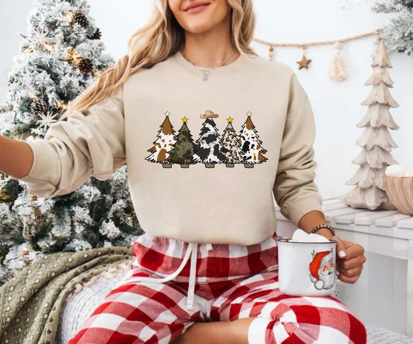 Cowhide Christmas Tree Sweatshirt