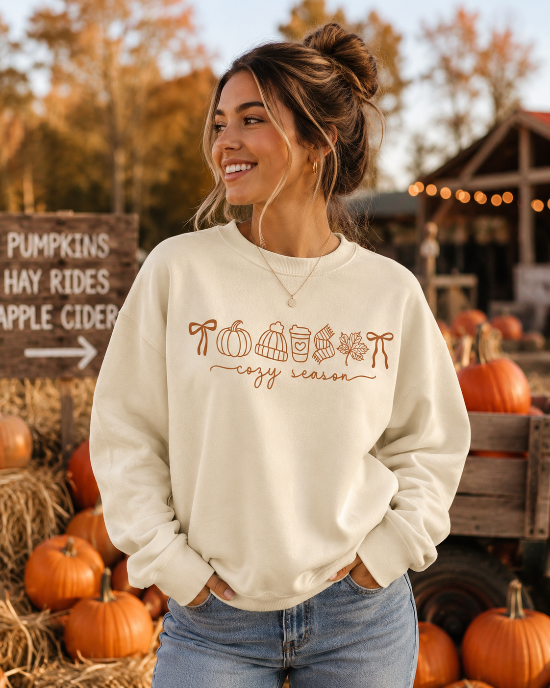 Cozy Season Sweatshirt | Fall Pumpkin Coffee Crewneck