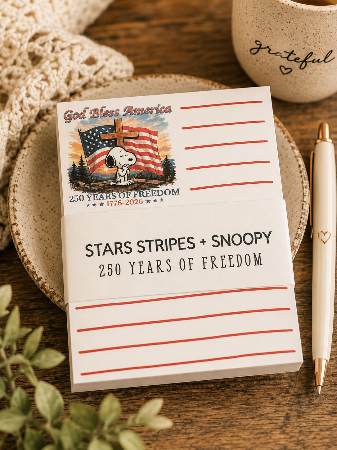 Stars Stripes + Snoopy | 250 Years of Freedom Notepad
