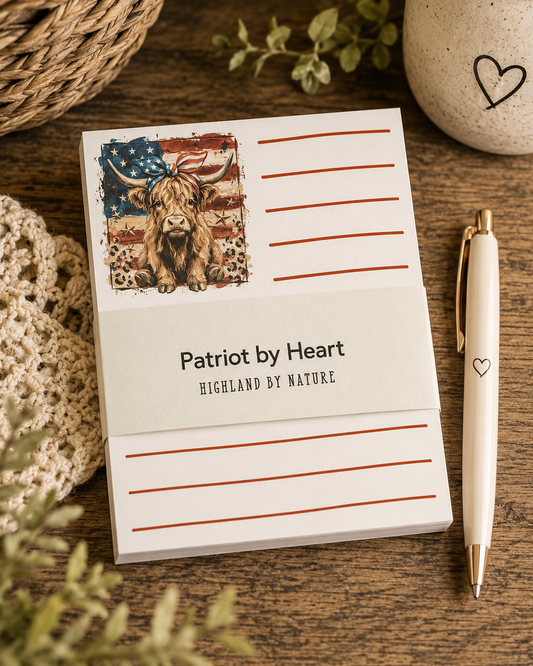 Patriot by Heart Highland Cow Notepad