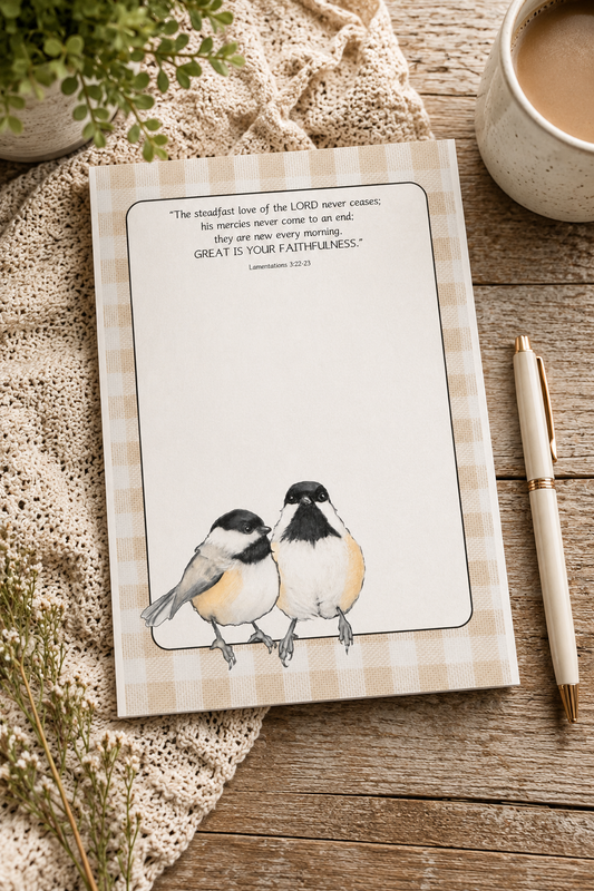 Great Is Your Faithfulness Chickadee Notepad