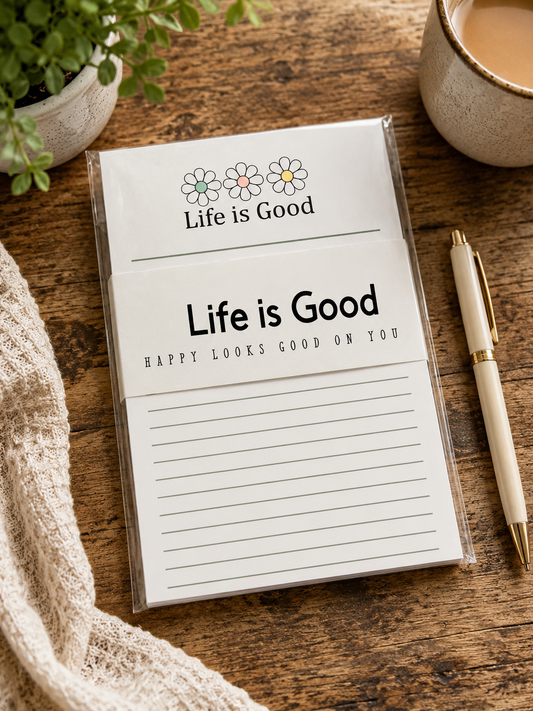 Life Is Good Notepad | Happy Looks Good on You