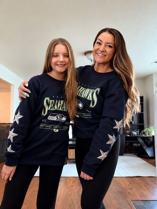 Seattle Seahawks Star Sleeve Crewneck Sweatshirt