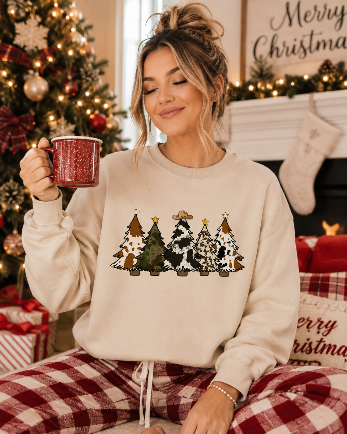 Cowhide Christmas Tree Sweatshirt
