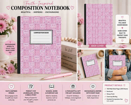 Faith-Inspired Pink Composition Notebook