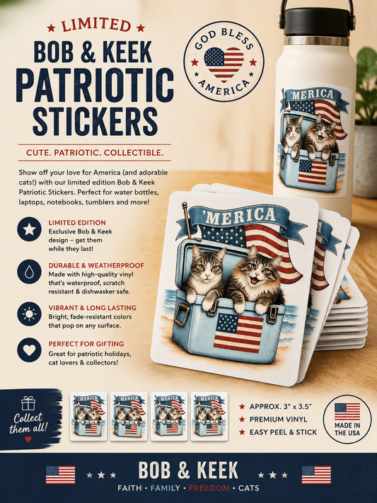 Limited Edition Bob & Keek Patriotic Cat Sticker