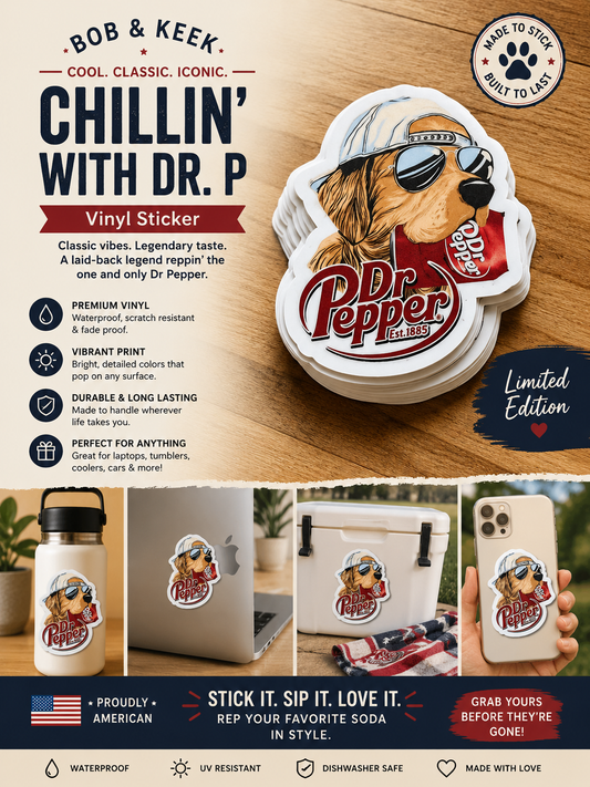 Sippin' & Stylin' Pup Vinyl Sticker