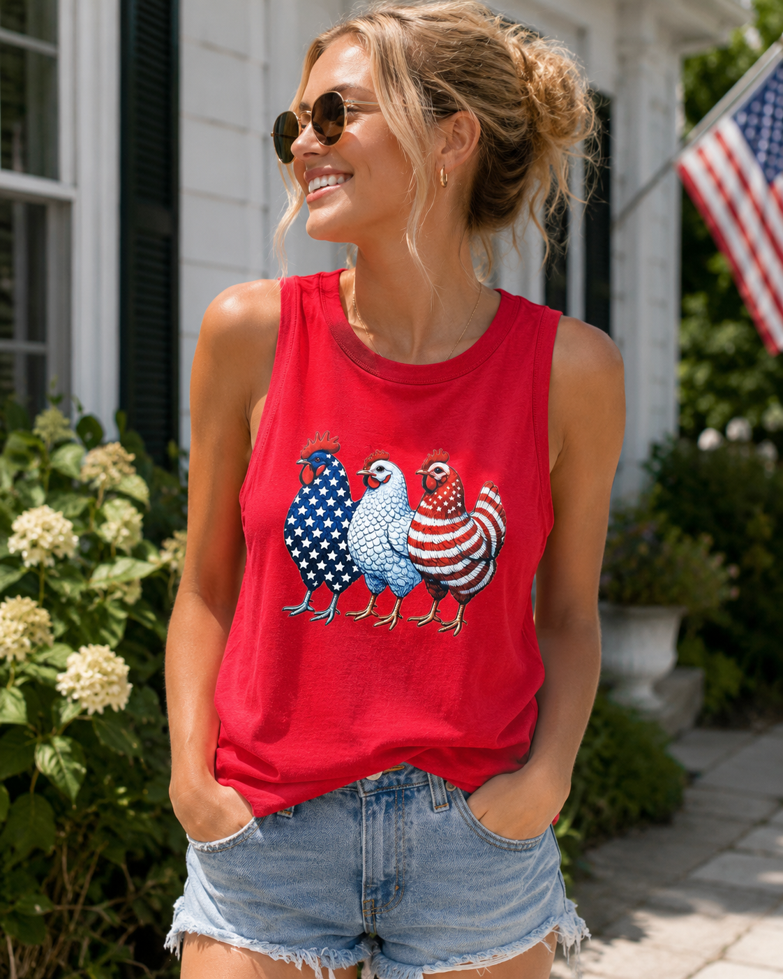 Patriotic Chicken Tank Top