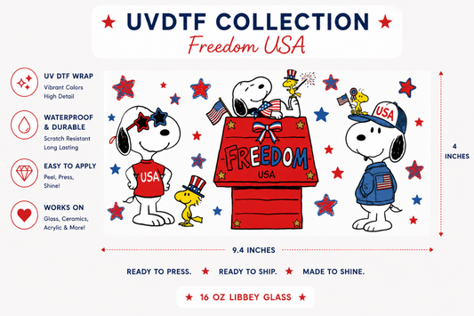 Patriotic Snoopy UVDTF Cup Wrap