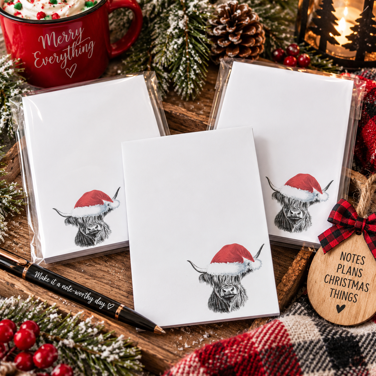 Christmas Highland Cow Notepad