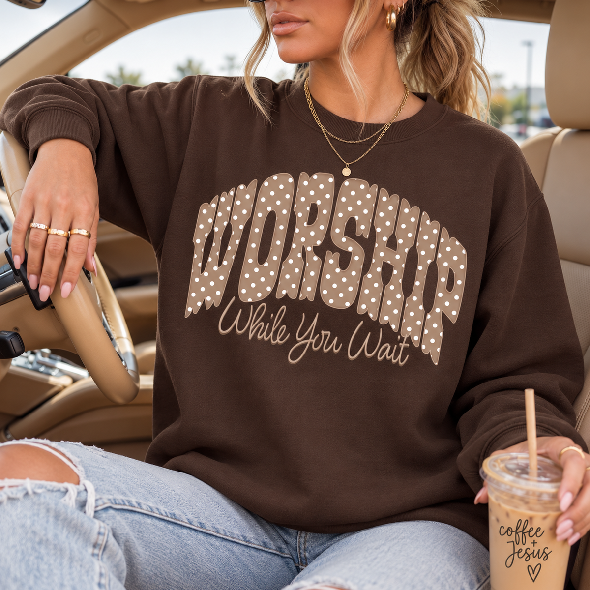 Worship While You Wait Christian Sweatshirt