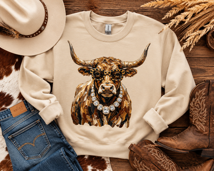 Glam Highland Cow Western Sweatshirt | Western Boutique Sweatshirt