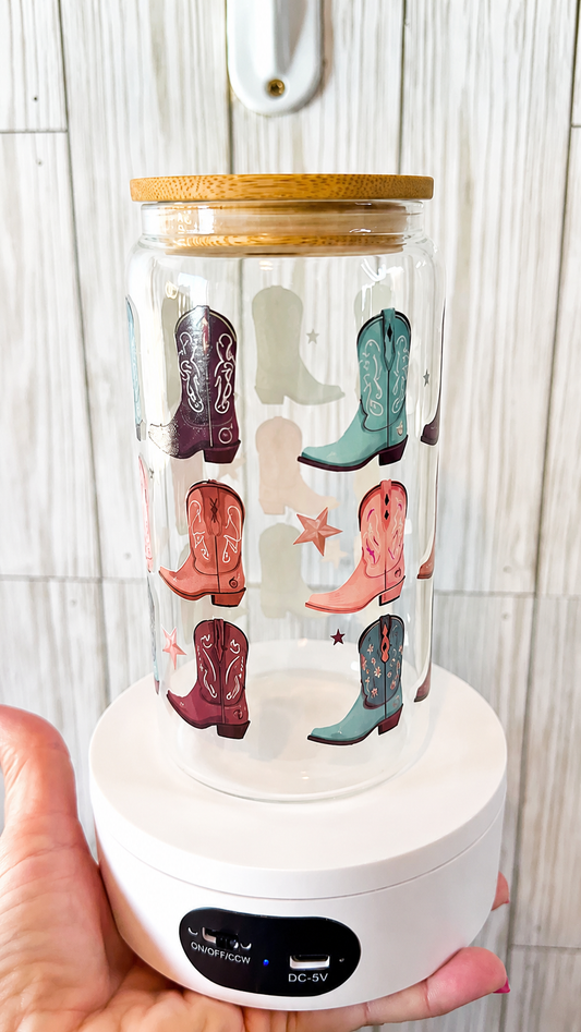 Cowgirl Boots Glass Cup