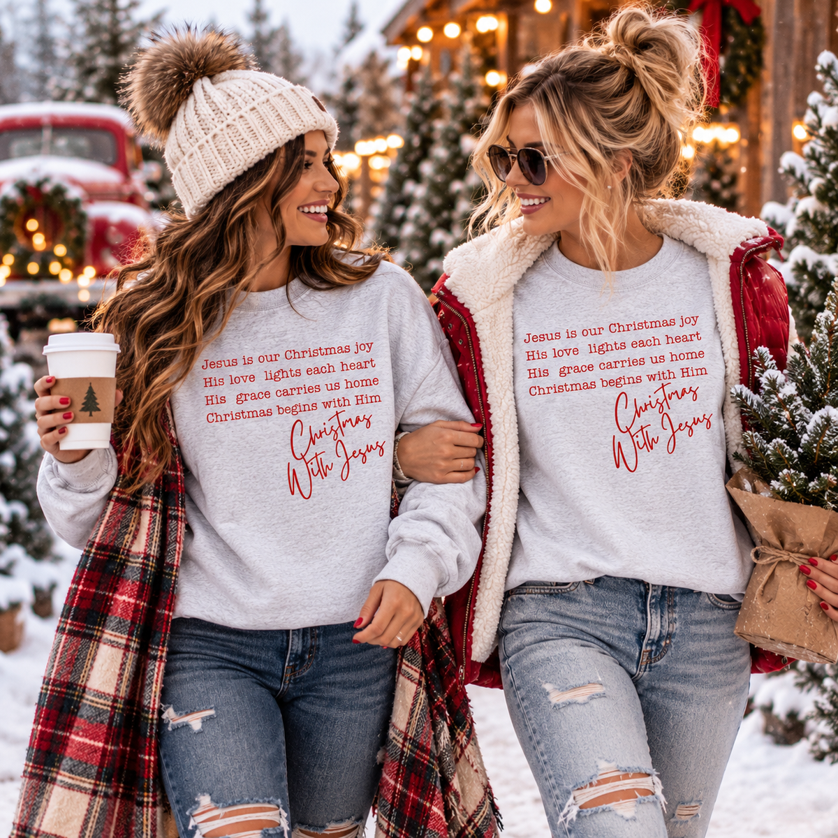 Christmas With Jesus Sweatshirt | Christian Christmas Crewneck