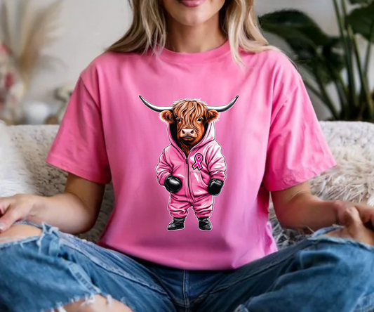 Highland Cow Fight Cancer Tee