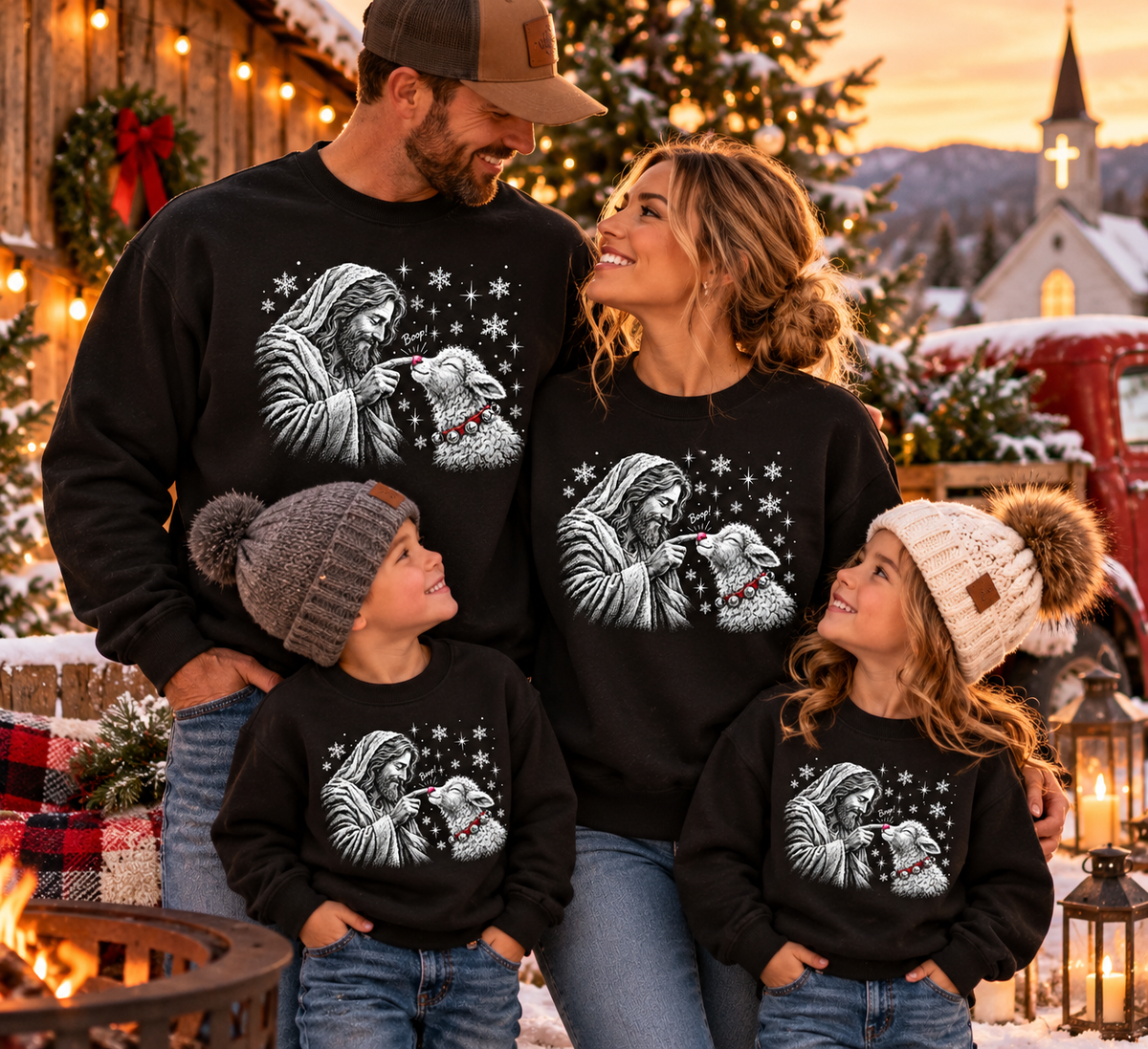Jesus & Lamb Christmas Sweatshirt | Christian Holiday Crewneck