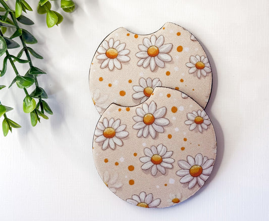 Bubbly Sand Daisy Car Coasters
