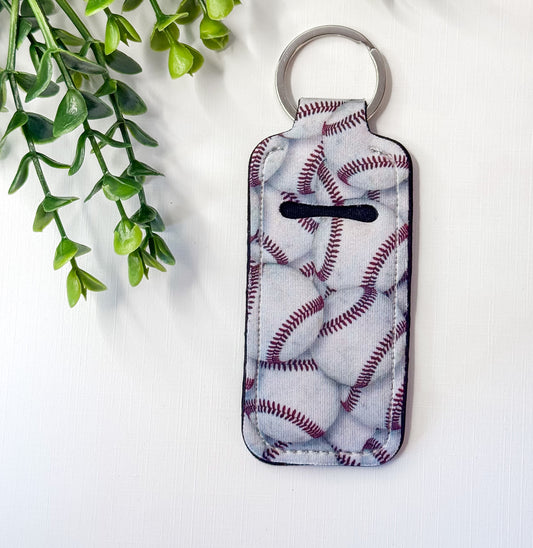 Softball Chapstick Holder Keychain