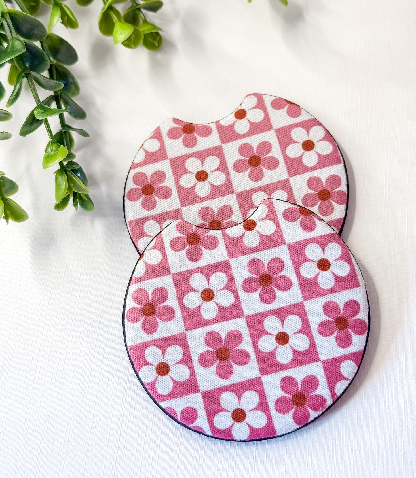 Daisy & Checkers Car Coasters