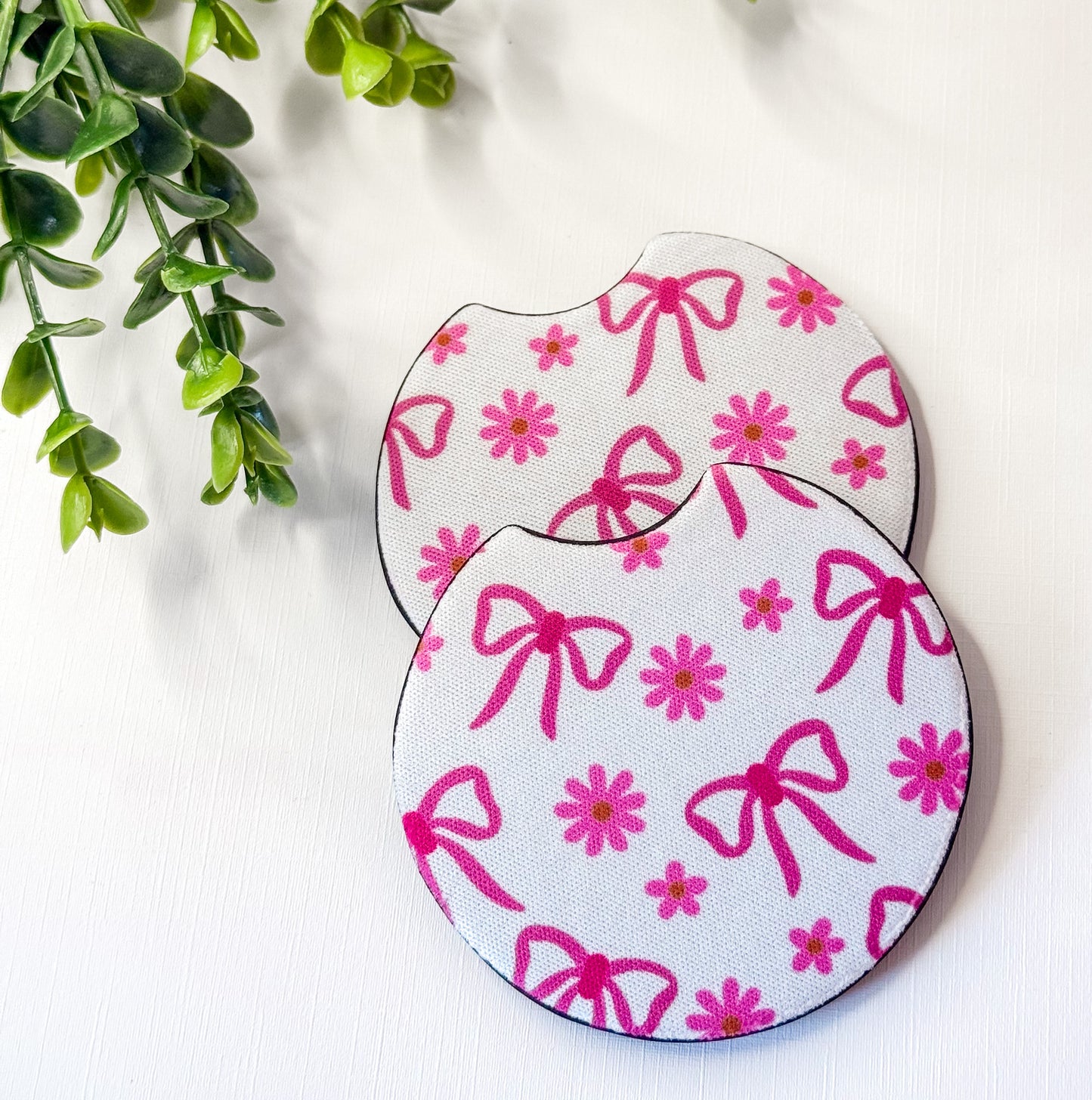 Pink Coquette Flower Car Coasters
