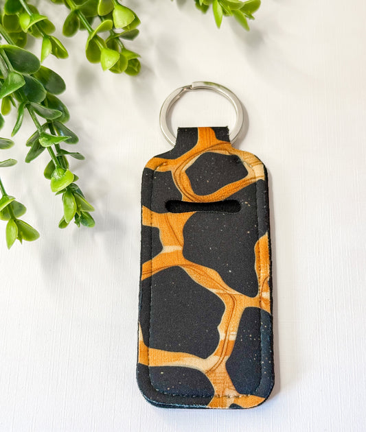 Leopard Print Chapstick Holder Keychain