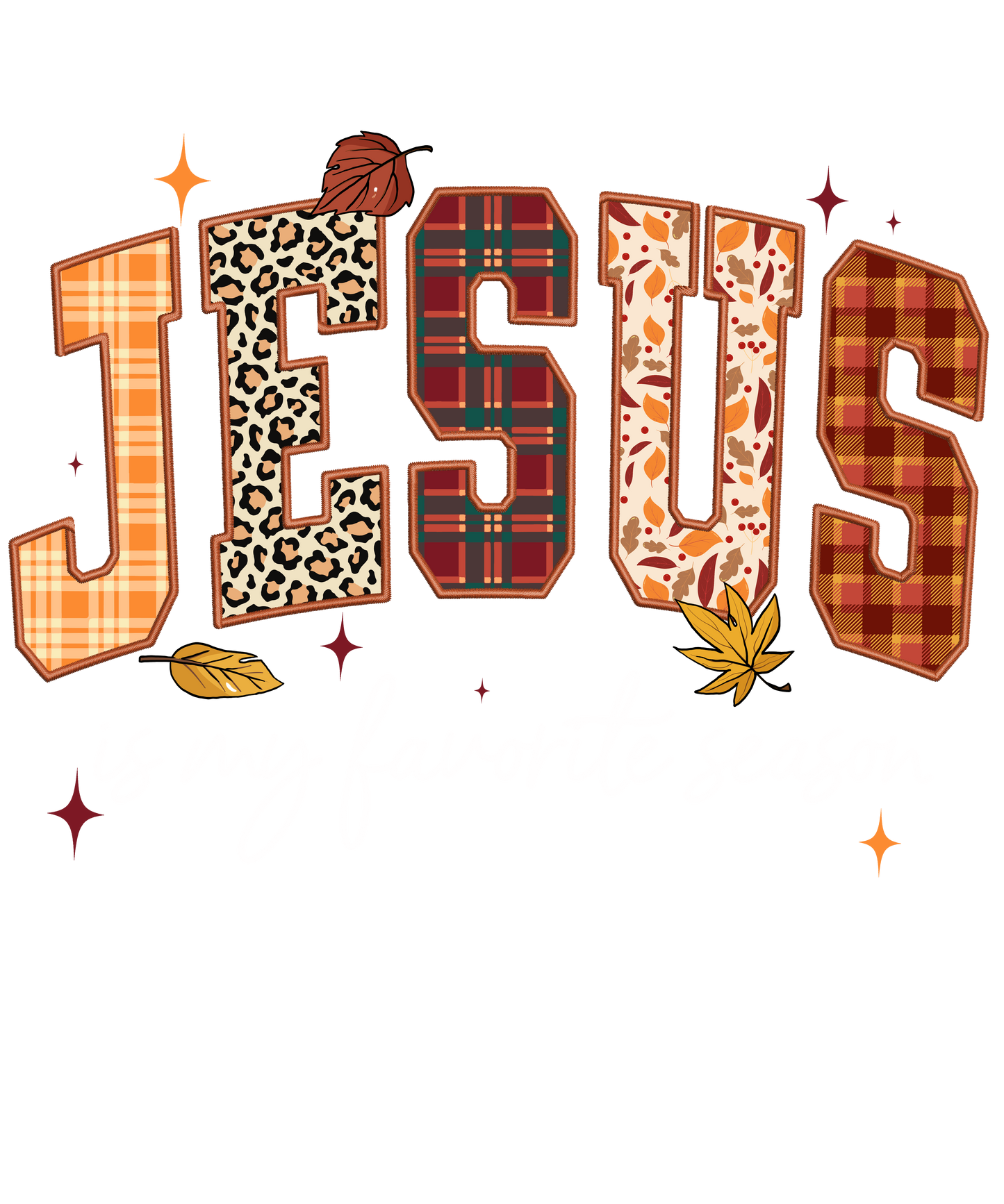 Fall Patterned Jesus DTF Transfer