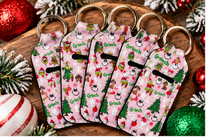 Pink Whoville Christmas Chapstick Holder Keychain | Holiday Lip Balm Holder