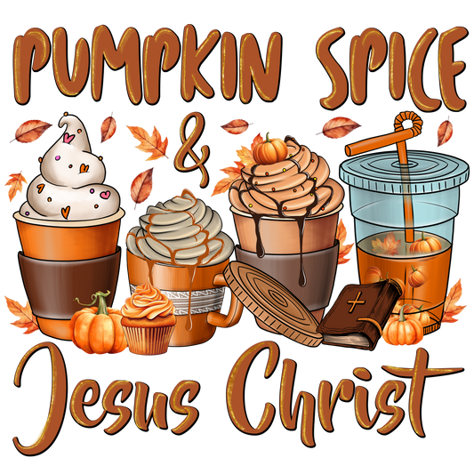 Jesus Christ & Pumpkin Spice DTF Transfer