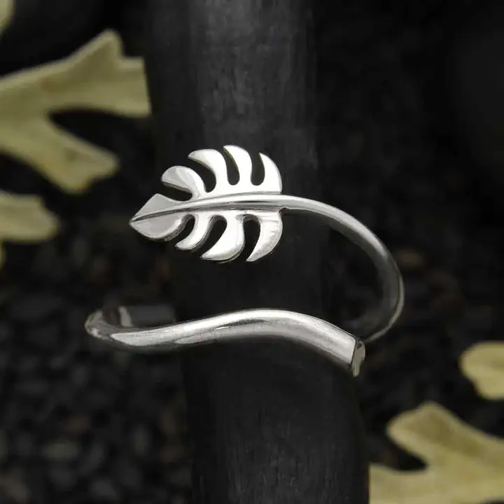 Sterling Silver  Adjustable Monstera Leaf Ring