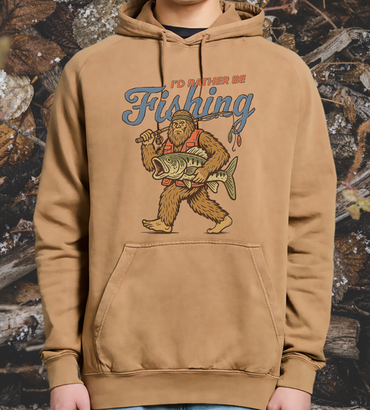 I'd Rather Be Fishing Bigfoot Hoodie
