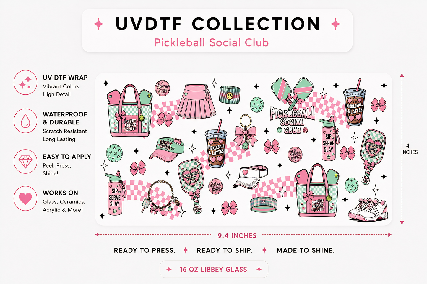 Pickleball Social Club UVDTF Cup Wrap