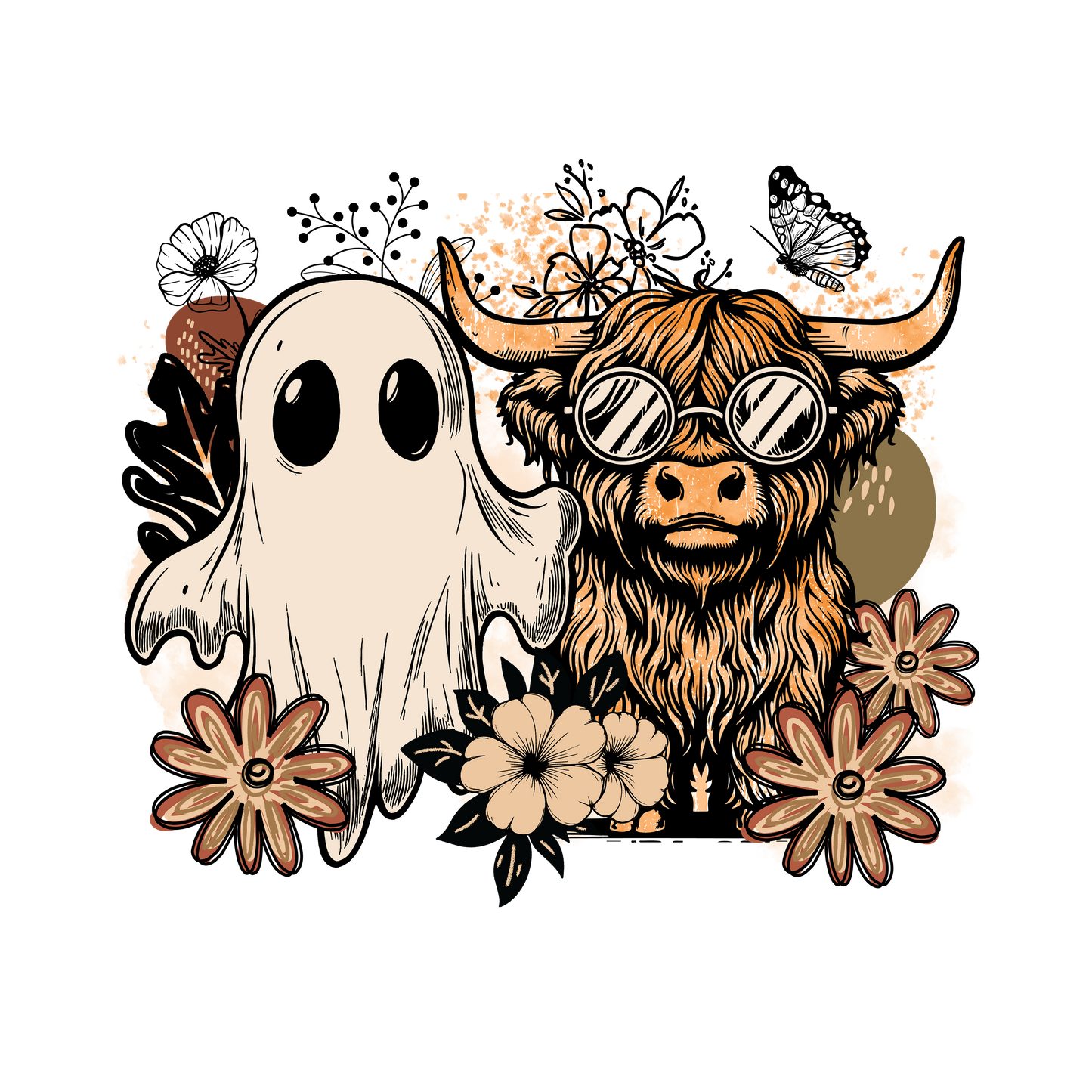 Floral Ghost & Highland DTF Transfer