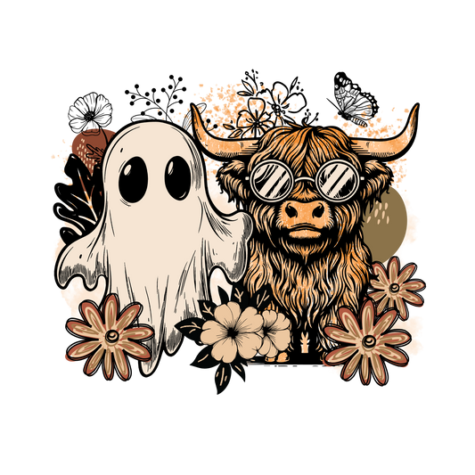 Floral Ghost & Highland DTF Transfer